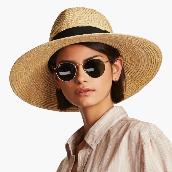 EUC Brixton Joanna Hat Straw Beach Sun Hat UPF 50 Size Medium in Honey - Picture 2 of 14